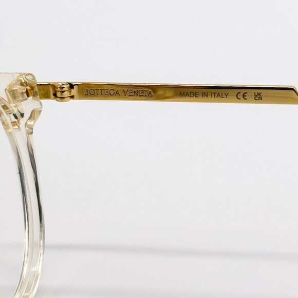 NEW BOTTEGA VENETA EYEGLASSES BV1039O 003 ROUND BEIGE TRANSPSRENT WOMEN EYEWEAR - Picture 8 of 9